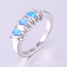 Dernière conception simple engagement bijoux cadeau bleu opale partie anneaux